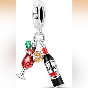 Wine and Cocktail sterling silver Charm for pandoras